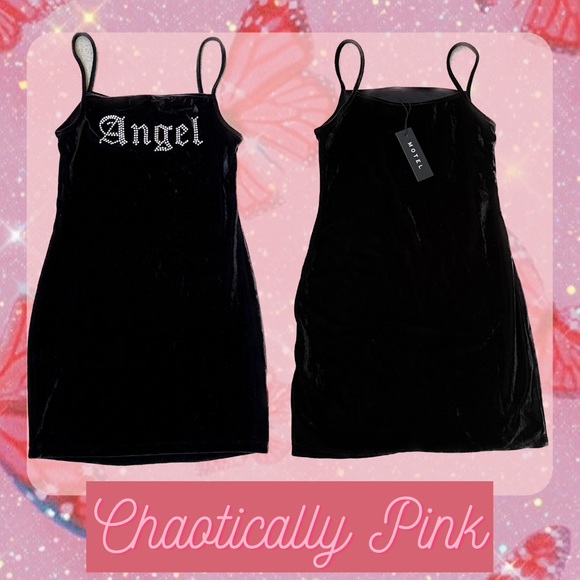 Dolls Kill Motel Rock Goth Y2K Bejeweled Angel Dress - Picture 1 of 1